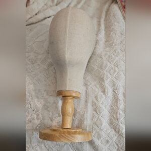 Elegant Cream and Wood Mannequin Head Home Accent Or Display